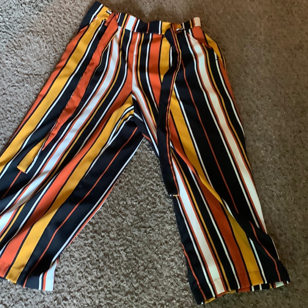 Orange yellow white and black cute pants